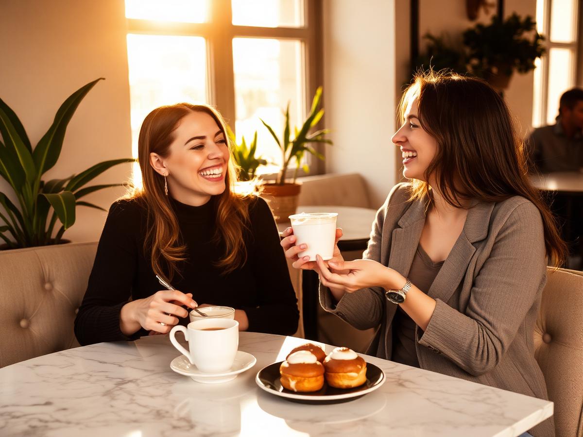 Friends talking over coffee